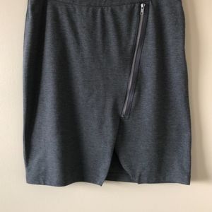 Heather Gray Stretch Pencil Skirt W/ Zipper Detail